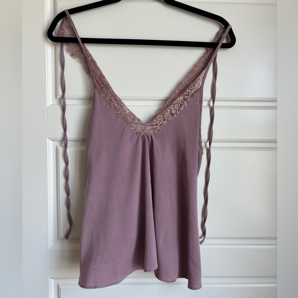 purple satin + lace top